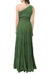 Shop_Swatee Singh_Green Asymmetric One Shoulder Tiered Gown  _at_Aza_Fashions