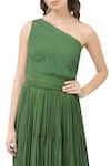 Buy_Swatee Singh_Green Asymmetric One Shoulder Tiered Gown  _Online_at_Aza_Fashions
