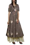 Buy_Swati Vijaivargie_Brown Round Embroidered Long Tunic _at_Aza_Fashions