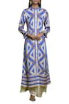 Shop_Swati Vijaivargie_Blue Round Embroidered Long Kurta  _Online_at_Aza_Fashions