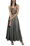 Shop_Swati Vijaivargie_Black Round Embroidered Maxi Dress  _Online_at_Aza_Fashions