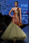 Buy_Nitin Bal Chauhan_Green Asymmetric One Shoulder Gown _at_Aza_Fashions