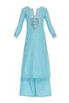 Buy_Preeti S Kapoor_Blue Round Chanderi Kurta Set _Online_at_Aza_Fashions