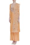 Preeti S Kapoor_Peach Round Chanderi Embroidered Kurta Set_Online_at_Aza_Fashions