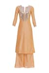 Buy_Preeti S Kapoor_Peach Round Chanderi Embroidered Kurta Set_Online_at_Aza_Fashions
