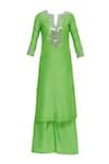 Buy_Preeti S Kapoor_Green Round Embroidered Kurta Palazzo Set _Online_at_Aza_Fashions