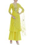 Buy_Preeti S Kapoor_Yellow Round Chanderi Embroidered Kurta Set_at_Aza_Fashions