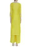 Shop_Preeti S Kapoor_Yellow Round Chanderi Embroidered Kurta Set_at_Aza_Fashions