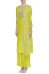 Preeti S Kapoor_Yellow Round Chanderi Embroidered Kurta Set_Online_at_Aza_Fashions