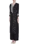Preeti S Kapoor_Black Net, Chanderi Notched Kurta And Palazzo Set_Online_at_Aza_Fashions