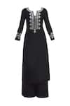 Buy_Preeti S Kapoor_Black Net, Chanderi Notched Kurta And Palazzo Set_Online_at_Aza_Fashions