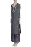 Preeti S Kapoor_Grey Round Embroidered Kurta Palazzo Set _Online_at_Aza_Fashions