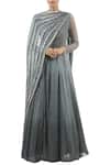 Buy_Ridhima Bhasin_Blue Draped Anarkali Gown_at_Aza_Fashions