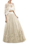 Buy_Ridhima Bhasin_Off White Embroidered Cape And Lehenga Set_at_Aza_Fashions