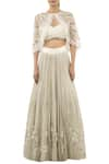 Ridhima Bhasin_Off White Embroidered Cape And Lehenga Set_Online_at_Aza_Fashions