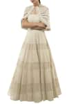 Buy_Ridhima Bhasin_Off White Anarkali With Embroidered Cape_at_Aza_Fashions