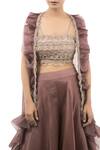 Buy_Ridhima Bhasin_Maroon Ruffle Cape And Palazzo Set_Online_at_Aza_Fashions