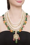 Shop PRERTO Multi Color Kundan And Bead Necklace at Aza Fashions Shop_PRERTO_Multi Color Kundan And Bead Necklace _at_Aza_Fashions