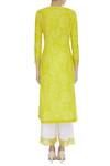 Shop_Anjul Bhandari_Yellow Hand Woven Long Kurta With Palazzos_at_Aza_Fashions