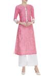 Buy_Anjul Bhandari_Pink Hand Woven Kurta With Palazzos_at_Aza_Fashions