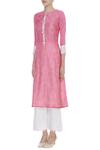 Anjul Bhandari_Pink Hand Woven Kurta With Palazzos_Online_at_Aza_Fashions