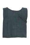 Shop_Chambray & Co._Grey Plain Round Linen Crop Top _Online_at_Aza_Fashions