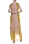 Buy_Kavita Bhartia_Yellow Embroidered Asymmetric Jacket And Dress  _at_Aza_Fashions