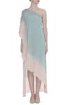 Shop_Kavita Bhartia_Blue One Shouldered Asymmetric Dress _Online_at_Aza_Fashions