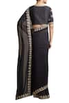 Shop_Sue Mue_Black Raw Silk And Georgette Embroidered Boat Saree With Metallic And Blouse _at_Aza_Fashions