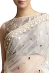 Shop_Sue Mue_White Raw Silk And Tulle Embroidered Boat Saree With Embellished Blouse _at_Aza_Fashions