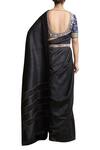 Shop_Sue Mue_Black Tussar Silk Embroidered Round Saree With Metallic Belt And Blouse _at_Aza_Fashions