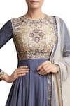 Sue Mue_Grey Round Kurta Palazzo Set With Embroidered Bodice _Online_at_Aza_Fashions