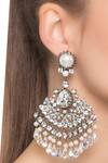 Shop_Prerto_White Pearls And Crystals Windfall Earrings_at_Aza_Fashions