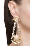 Shop_Prerto_Gold Plated Stone Embedded Dual Earrings_at_Aza_Fashions