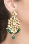 Shop_Prerto_Green Kundan Drop Earrings _at_Aza_Fashions