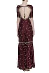 Shop_Rajat K Tangri_Maroon Boat Neck Embroidered Sharara Jumpsuit With Dupatta _at_Aza_Fashions