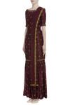 Rajat K Tangri_Maroon Boat Neck Embroidered Sharara Jumpsuit With Dupatta _Online_at_Aza_Fashions