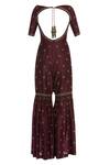 Shop_Rajat K Tangri_Maroon Boat Neck Embroidered Sharara Jumpsuit With Dupatta _Online_at_Aza_Fashions