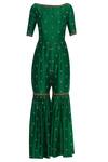 Buy_Rajat K Tangri_Green Boat Neck Hand Embroidered Sharara Jumpsuit _Online_at_Aza_Fashions