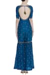 Shop_Rajat K Tangri_Blue Embroidery Boat Neck Hand Jumpsuit Sharara With Dupatta _at_Aza_Fashions