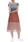 Buy_Itara_Blue Cotton Color Block Midi Dress_at_Aza_Fashions