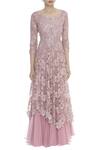 Shop_Pooja Rajpal Jaggi_Purple Embellished Floral Cutwork Gown_Online_at_Aza_Fashions
