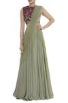 Buy_Bhumika Sharma_Green Pre Draped Lehenga Saree With Blouse_at_Aza_Fashions