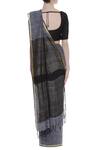 Shop_Galang Gabaan_Grey Woven Linen Saree With Zari Border_at_Aza_Fashions