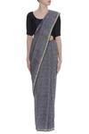 Buy_Galang Gabaan_Grey Woven Linen Saree With Zari Border_Online_at_Aza_Fashions