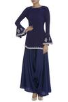 Buy_J By Jannat_Blue Embroidery Round Kurta With Drape Pants  _at_Aza_Fashions