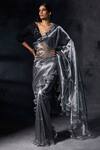 Buy Rina Dhaka Silver Ruffle Saree Online at Aza Fashions Buy_Rina Dhaka_Silver Ruffle Saree_Online_at_Aza_Fashions