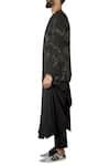Shop_Antar Agni_Black Linen Blend Full Sleeve Back Slit Bandhgala _Online_at_Aza_Fashions