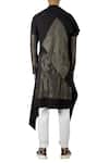 Shop_Antar Agni_Black Cotton Zari Asymmetrical Cape Style Kurta _at_Aza_Fashions