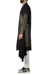 Buy_Antar Agni_Black Cotton Zari Asymmetrical Cape Style Kurta _Online_at_Aza_Fashions